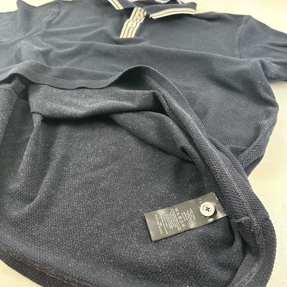 Ted Baker London Polo Shirt Mens Large L Navy Blue Cotton Waffle Weave Tag 6 - Picture 9 of 13